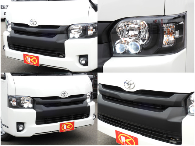 現行フェィスにマットブラックグリル♪純正品を多用したフェイス!安い部品で施工していませんクオリティが違います!安くできるカスタムじゃないですよー!インナーブラックヘッドライトはLEDで視認性もバッチリ♪