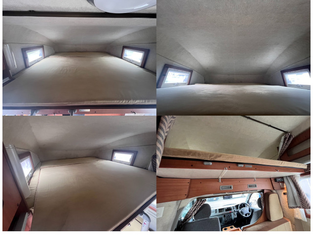 【バンクベッド】キャブコンの長所の1つ!スライドで拡張可能なバンクベッド!大人・子供複数横になれる就寝スペース 旅の疲れを癒してくれます♪