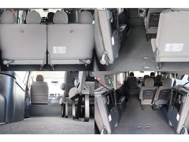 4列目助手席側跳ね上げるとスキー板やサーフボードなどの長尺物も積載可能です!