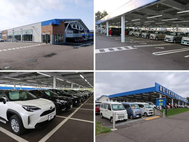 大きなNマークの看板が目印!広々とした駐車場をご用意してお待ちしております。展示場には300台以上のバリエーション豊かな在庫をご用意。メーカー問わず比較していただけます。