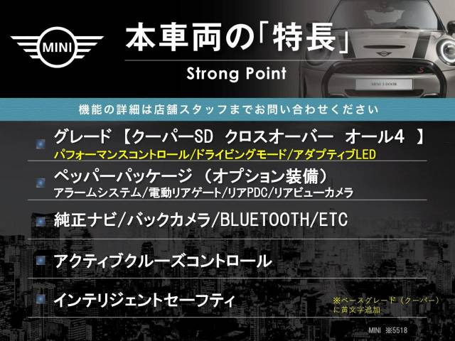 本車両の主な特徴をまとめました。上記の他にもお伝えしきれない魅力がございます。是非お気軽にお問い合わせ下さい。