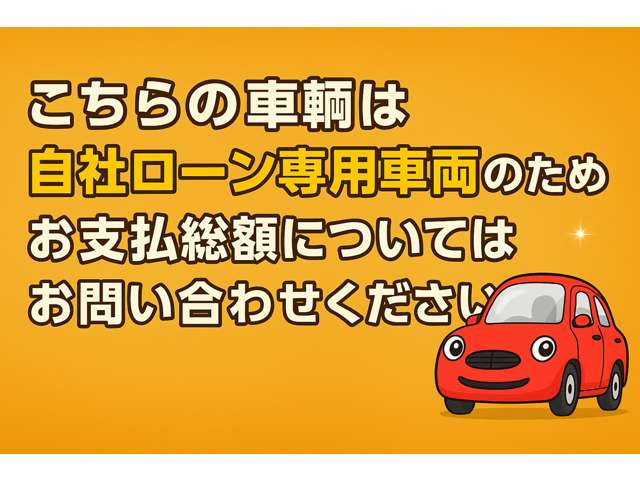 こちらの車輌は自社ローン専用車両のためお支払総額についてはお問い合わせください。