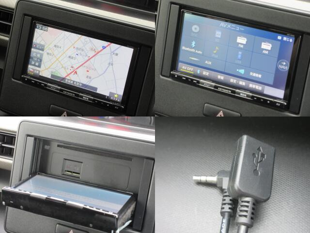 現在では必需品のナビが装備されています。オーディオはAM・FMラジオ・CD・DVD・Bluetooth・SDカード・AUXが使えます。快適ドライブの強い味方です!
