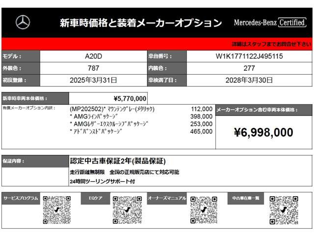 AクラスセダンA200d AMGラインパッケージ