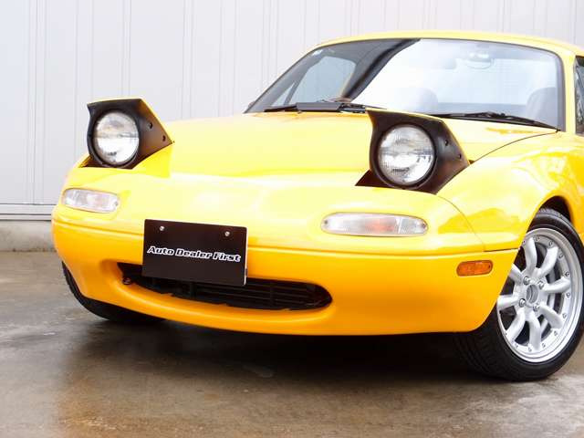サンバーストイエロー外装色/5MT/ストラーダHDD地デジナビ/Bluetooth/RG車高調/ワタナベ15AW2ピース/タイヤ8〜9分山/R134エアコン/ハードトップ/ソフトトップ張替え済