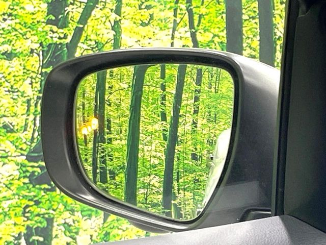 【ブラインドスポットモニター】走行中、ドアミラーの死角になりやすい箇所に後続車が接近するとサイドミラー付近に警告を表示、ドライバーに注意喚起をしてくれます。