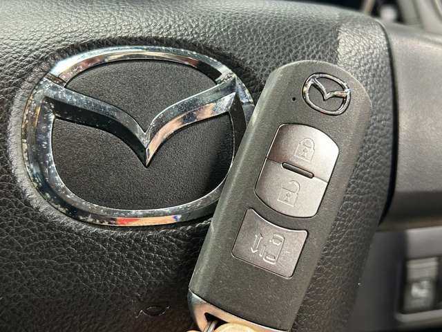【スマートキー】ドアハンドルを軽く握るだけでドアロックを解錠でき、施錠はドアハンドルのロックスイッチを押すだけでブレーキを踏みながらエンジンスイッチを押すだけで、エンジンが始動!