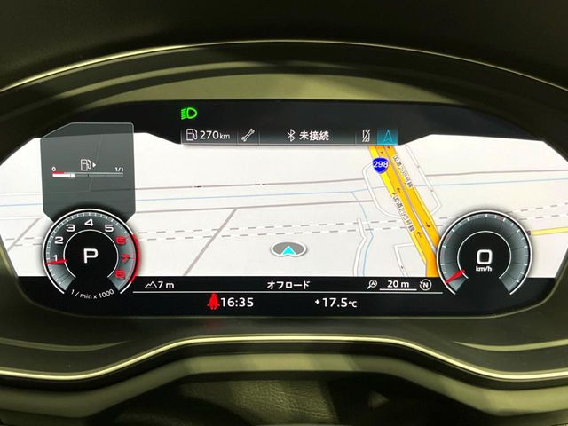 ●バーチャルコックピット:全体が液晶パネルとなっている先進的なメーターパネル。通常のスピードメーターとしての機能はもちろん、ナビ・オーディオ機能の確認・操作もでき、運転に集中しやすくなっております。